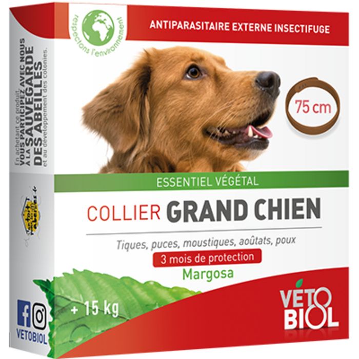 Photo de Vetobiol collier grand chien +15kg 75cm marron Vétobiol Vetobiol collier grand chien +15kg 75cm marron Vétobiol-216354