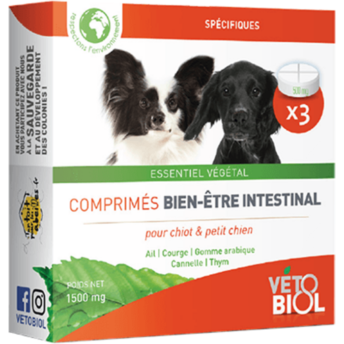 Photo de Vetobiol hygiène intestinale chiot et petit chien 3 comprimés Vétobiol Vetobiol hygiène intestinale chiot et petit chien 3 comprimés Vétobiol-216375