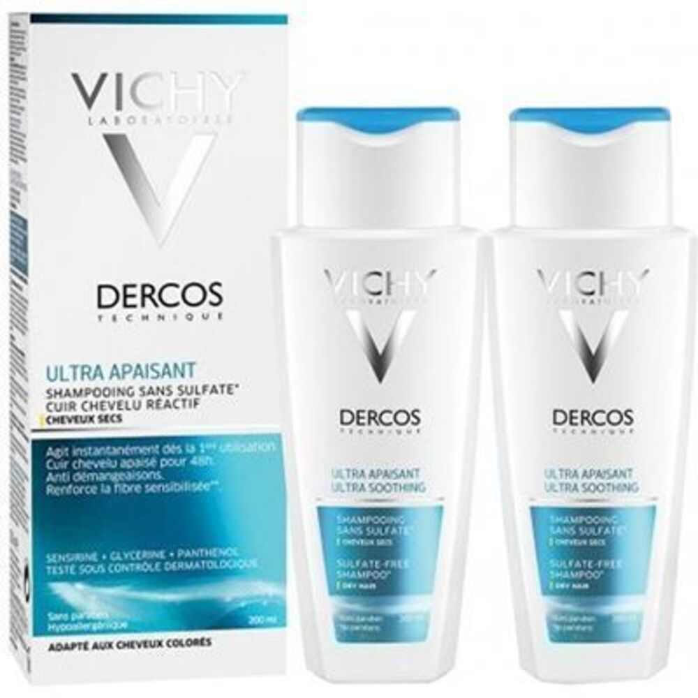 Photo de Vichy dercos ultra apaisant shampoing pour cheveux secs lot de 2 x 200ml Vichy Vichy dercos ultra apaisant shampoing pour cheveux secs lot de 2 x 200ml Vichy-220733