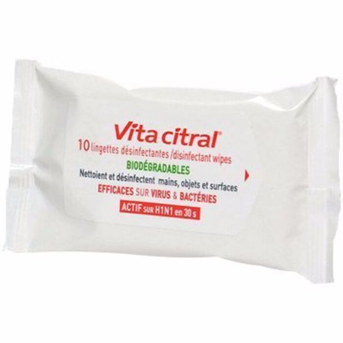 Photo de Vita citral lingettes désinfectantes biodégradables x10 Vita citral Vita citral lingettes désinfectantes biodégradables x10 Vita citral-215401